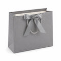Borsa regalo 32 x 12 x 26 cm in carta grigia con manici in corda e fiocco decorativo