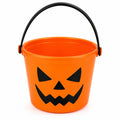 Secchio 20 cm in plastica arancione con manico per dolcetti stile zucca