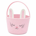 Cestino contenitore rotondo 30 x 30 cm in cotone rosa e bianco con manico stile coniglio
