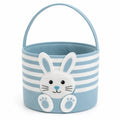 Cestino portaoggetti rotondo 25 x 20 cm in feltro azzurro e bianco con manico e motivo coniglio