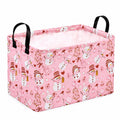 Cesto portaoggetti 40 x 30 x 30 cm in tessuto rosa con manici - stile natalizio pieghevole