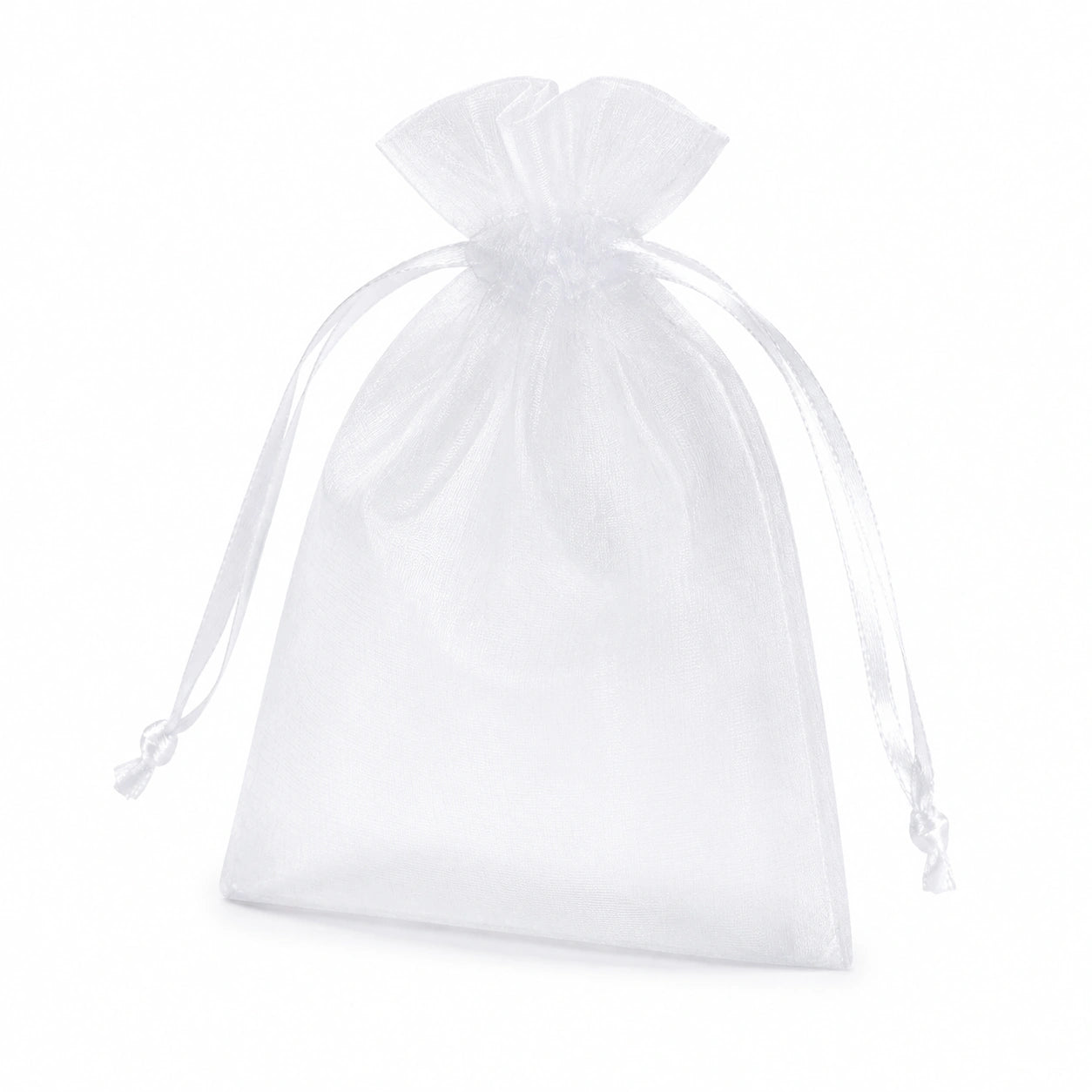 Sacchetto regalo in organza 10 x 15 cm bianco con chiusura a coulisse
