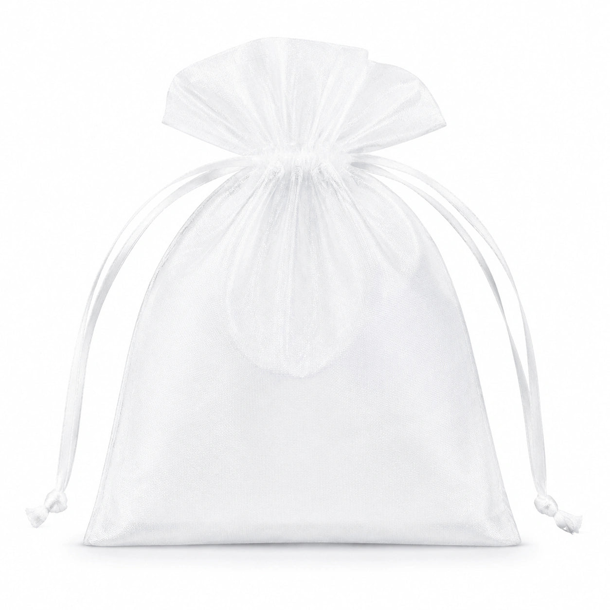 Sacchetto regalo 15 x 10 cm in organza bianco con chiusura a coulisse