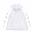 Sacchetto regalo 10 x 15 cm in organza bianca trasparente con chiusura a coulisse