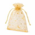 Sacchetto regalo 10 x 15 cm in organza trasparente oro con chiusura a cordoncino