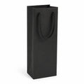Sacchetto regalo per bottiglie 12 x 9 x 35 cm in carta nera con manici in corda - verticale