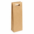 Sacchetto per bottiglie 12 x 9 x 40 cm in carta kraft marrone con maniglia fustellata