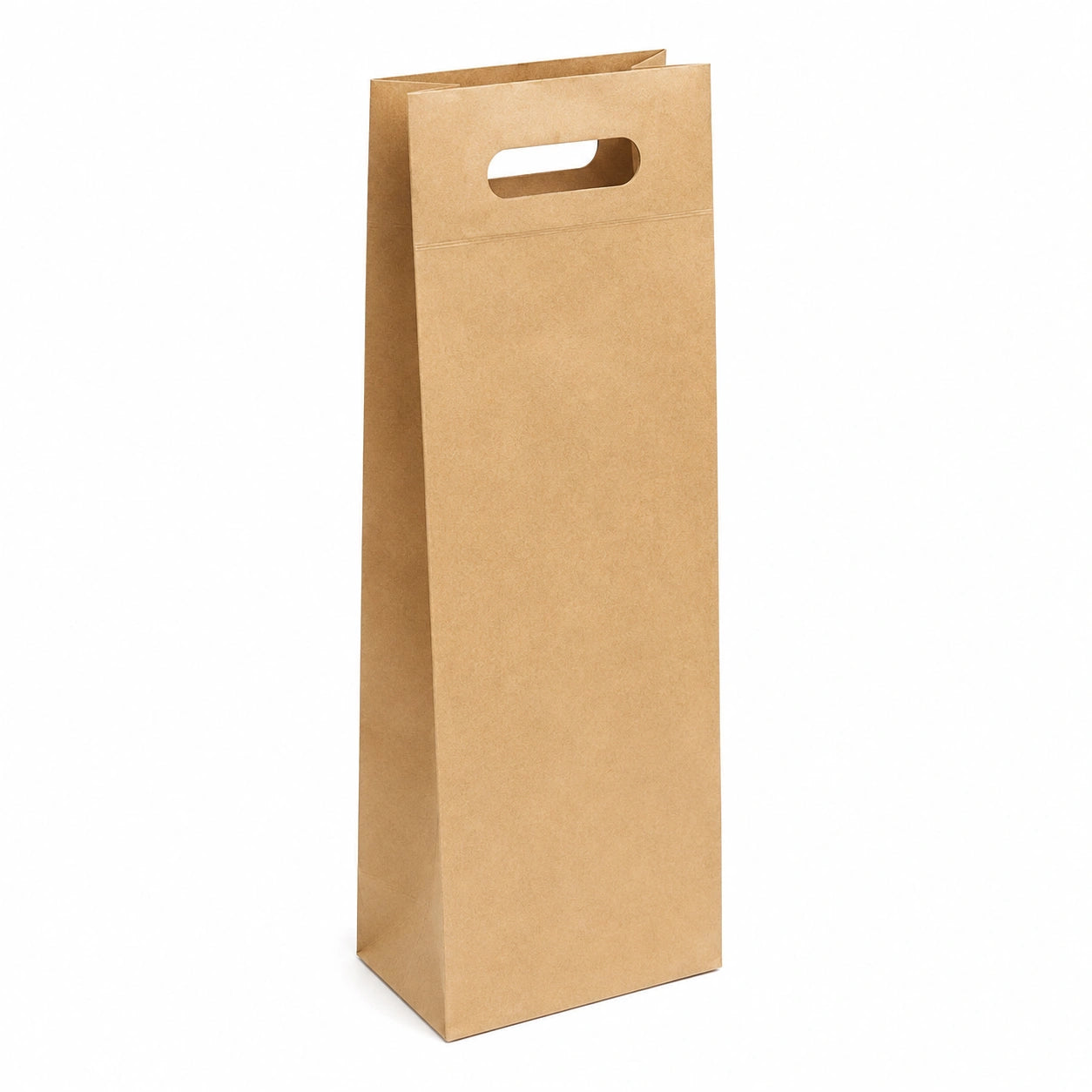 Sacchetto per bottiglie 12 x 9 x 40 cm in carta kraft marrone con maniglia fustellata