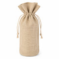 Sacchetto portabottiglia 12 cm x 32 cm in juta beige con chiusura a coulisse