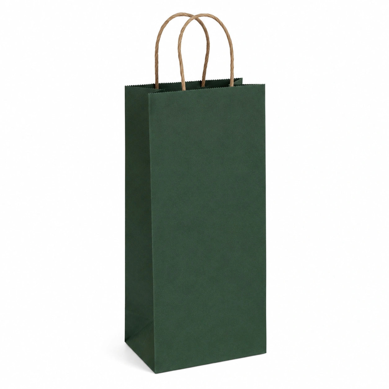 Sacchetto regalo 12 x 9 x 36 cm in carta verde scuro con manici ritorti per bottiglie