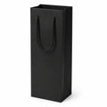 Sacchetto regalo per bottiglia 12 x 9 x 36 cm in carta nero con manici in corda - stile minimale