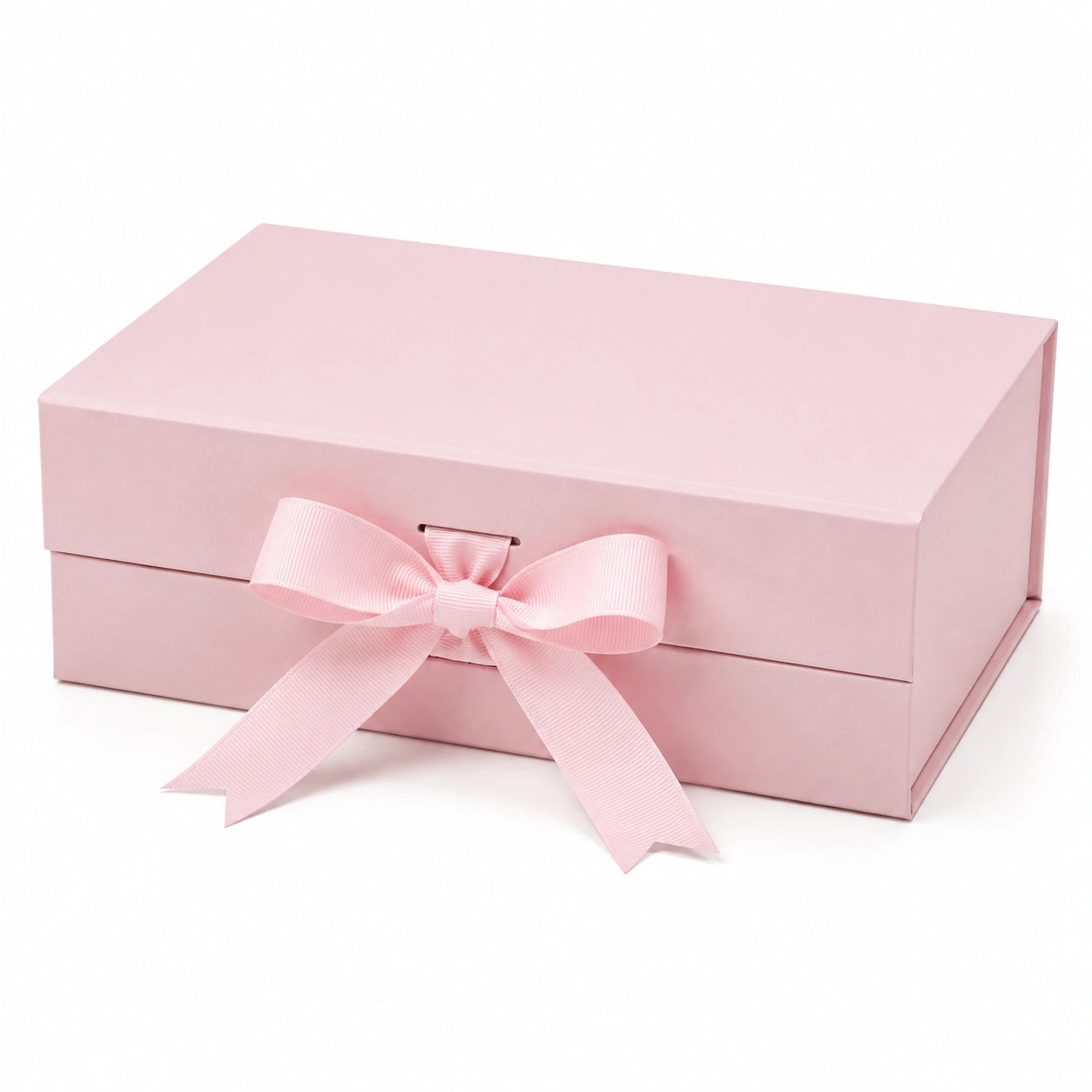 Scatola regalo 25 x 20 x 8 cm in cartone rosa con nastro decorativo - chiusura con coperchio
