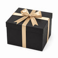 Scatola regalo 20 x 20 x 12 cm in cartone nero con nastro dorato - confezione quadrata con coperchio