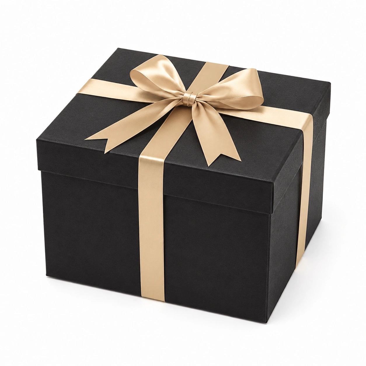 Scatola regalo 20 x 20 x 12 cm in cartone nero con nastro dorato - confezione quadrata con coperchio