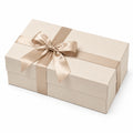 Scatola regalo 30 x 20 x 10 cm in cartone avorio con nastro satinato stile elegante