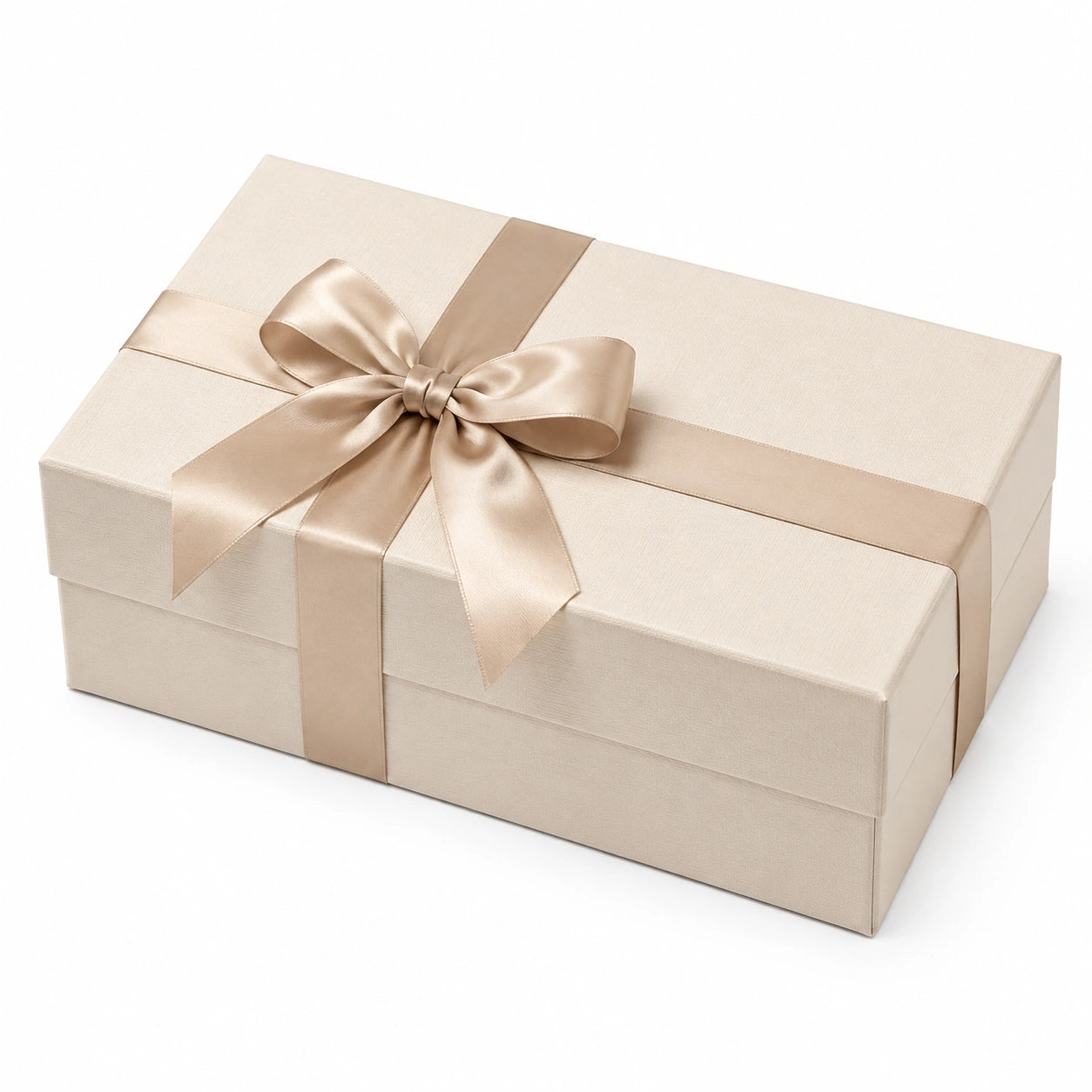 Scatola regalo 30 x 20 x 10 cm in cartone avorio con nastro satinato stile elegante