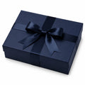 Scatola regalo 30 x 22 x 10 cm in cartone blu navy con nastro tessile stile elegante