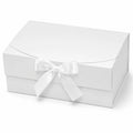 Scatola regalo 25 x 20 x 10 cm in cartone bianco con nastro in raso - chiusura con fiocco