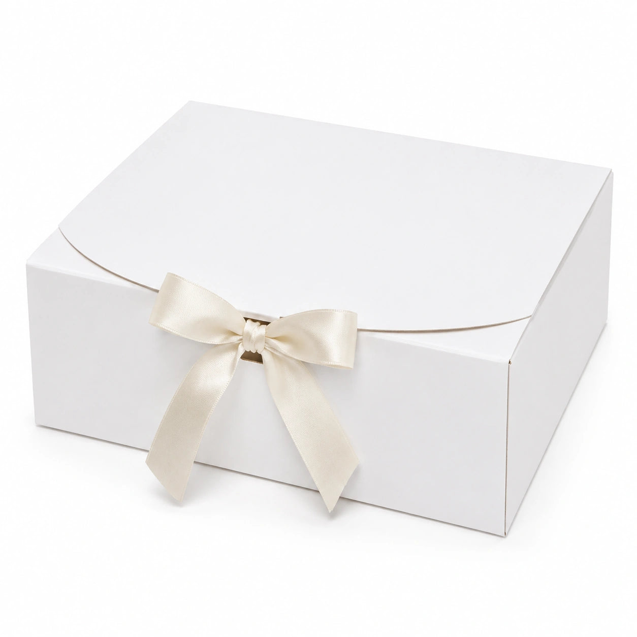 Scatola regalo 25 x 20 x 10 cm in cartone bianco con nastro decorativo