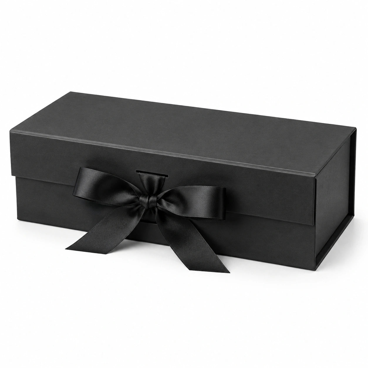 Scatola regalo 30 x 20 x 12 cm in cartone nero con nastro decorativo stile elegante