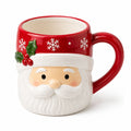 Tazza natalizia diametro 10 cm altezza 11 cm in ceramica rosso/bianco con manico decorativo